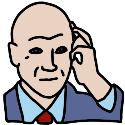 Charles Xavier from X-Men, shown as a pale, older man in a with alopecia universalis in a suit and touching his forehead .